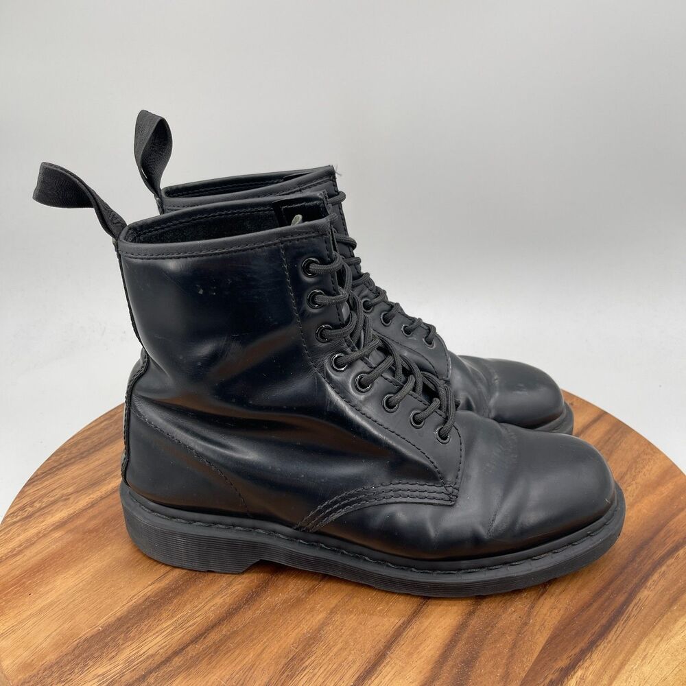 Dr. Martens 1460 Boots Mens Size 10 Black Mono Smooth Leather Lace Up 8-Eye